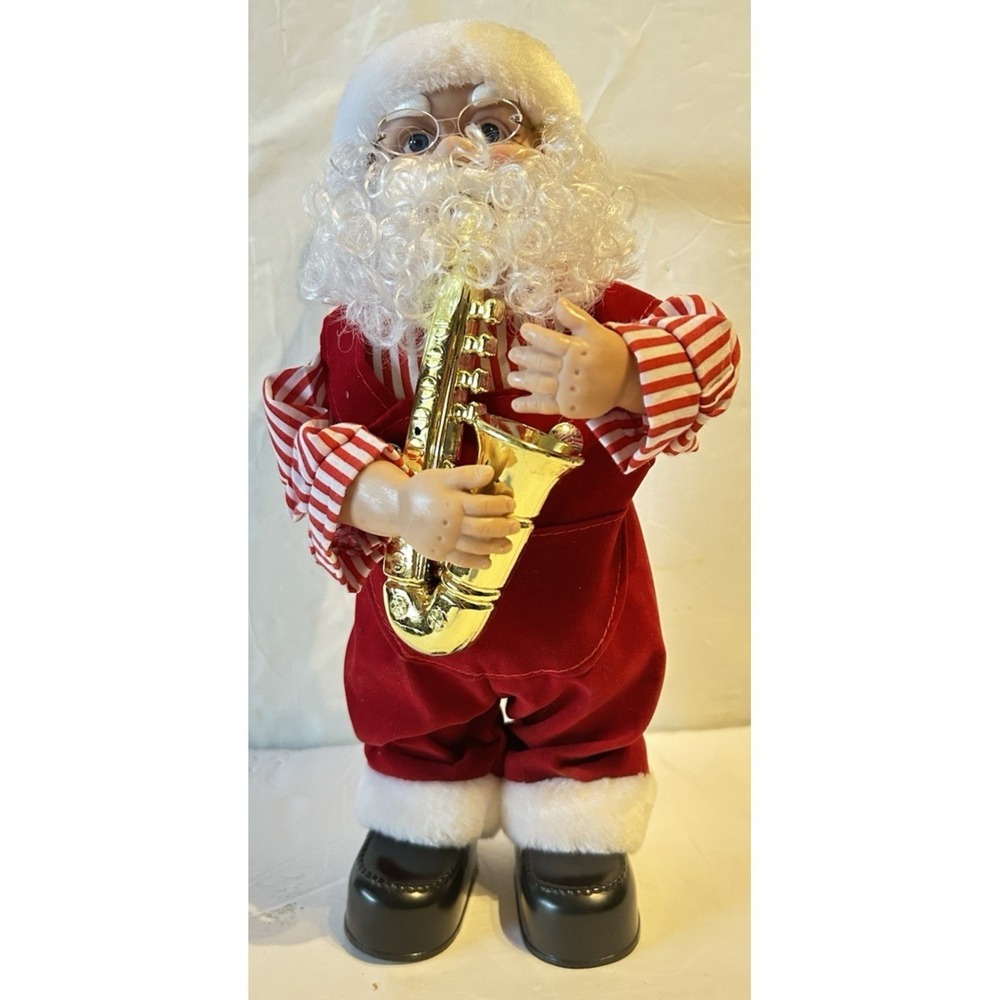 Santa Playing Saxophone Traditional Christmas Animated Figure Battery‎ Operated